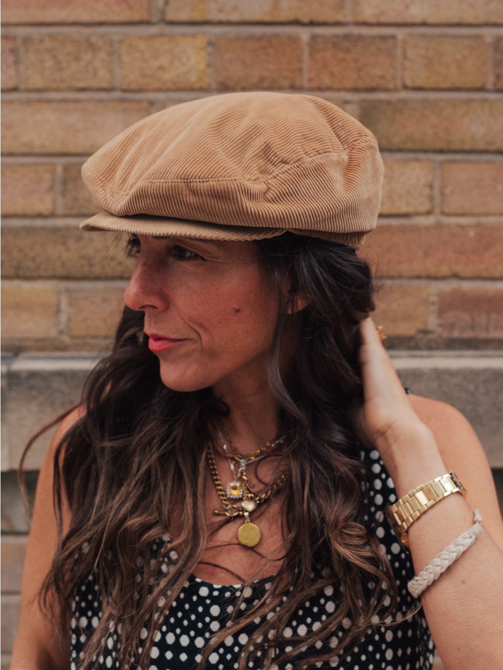 Vintage Camel Corduroy Newsboy Cap • Oversized Grandpa Hat • 70s Euro Style
